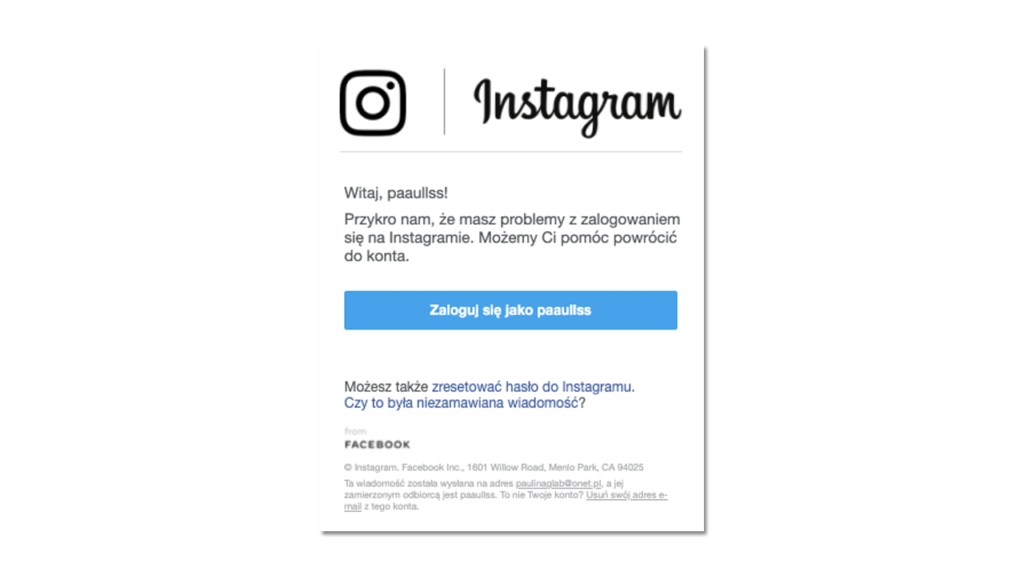 Zmiana hasła na Instagramie