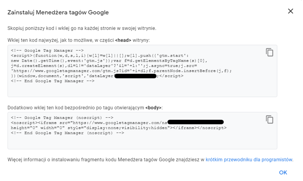 instalacja tagu google tag manager