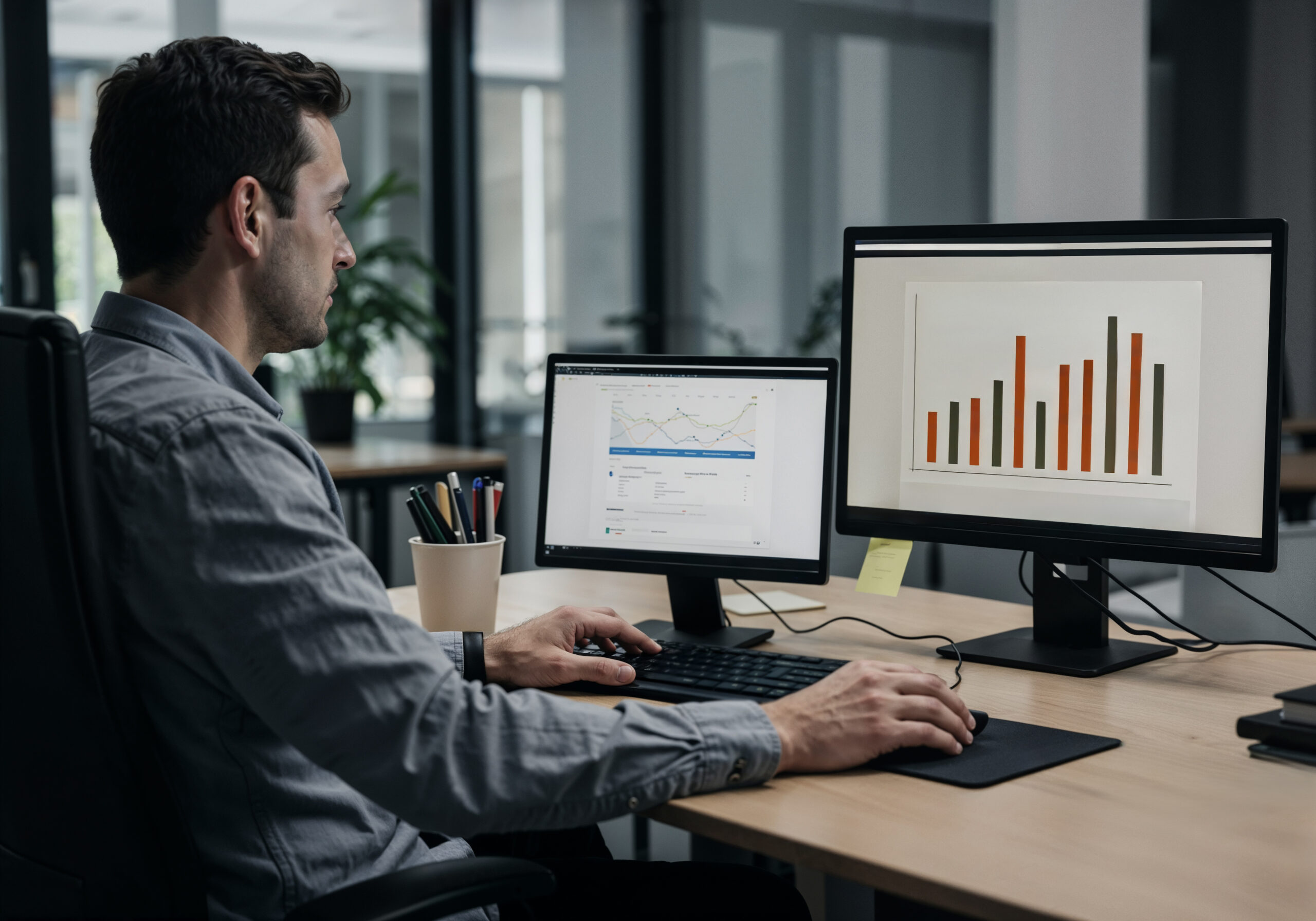 businessman analyzing data computer screen scaled