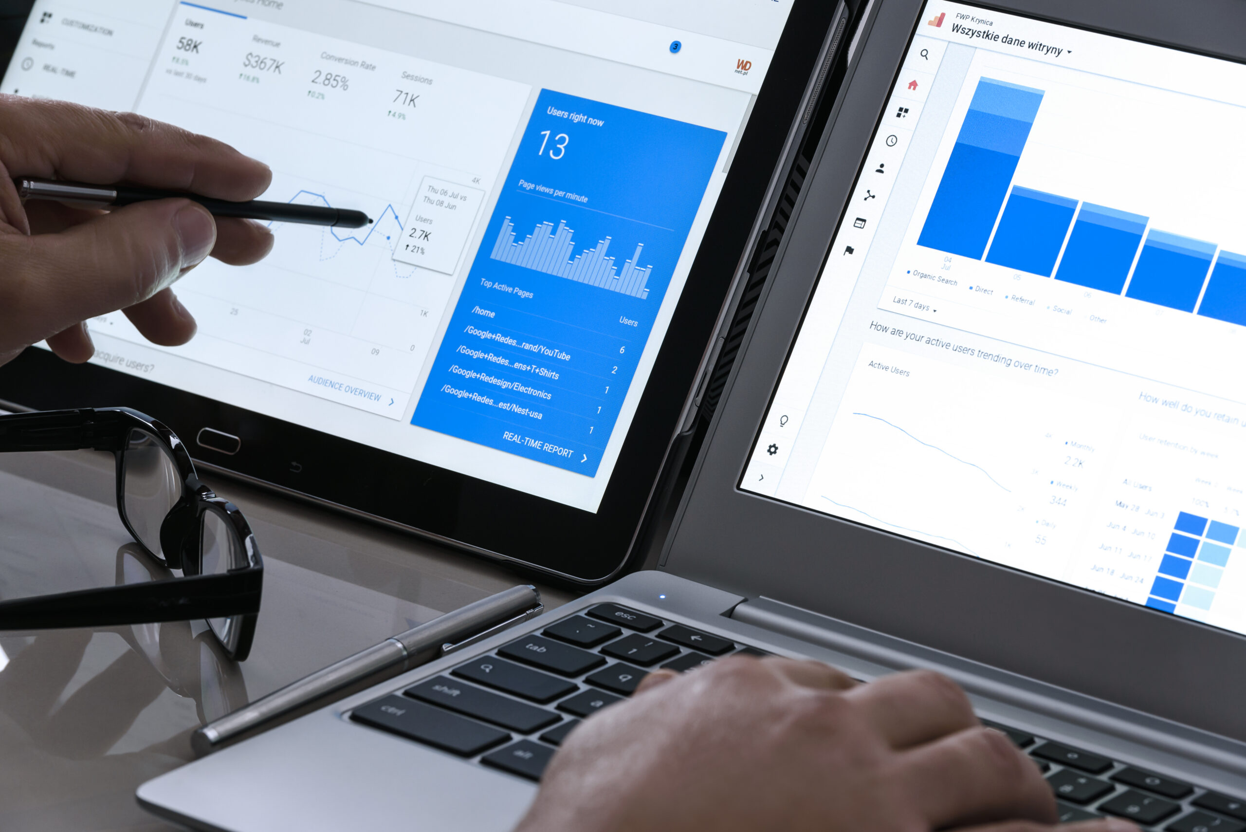 modern technology concept web traffic analytics office touch screen notebook scaled