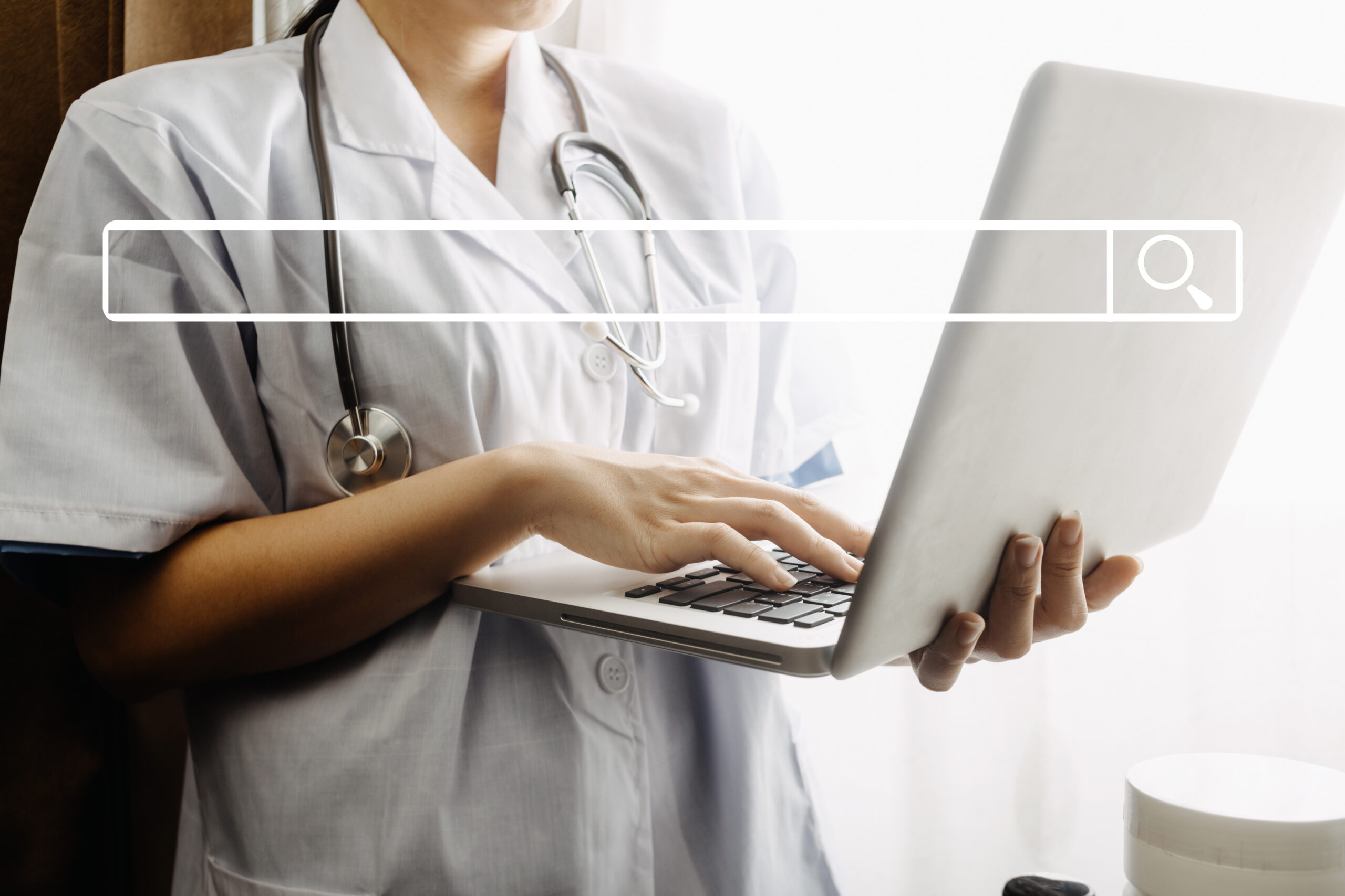 medicine doctor team working with digital medical interface icons hospital background medical technology network concept scaled