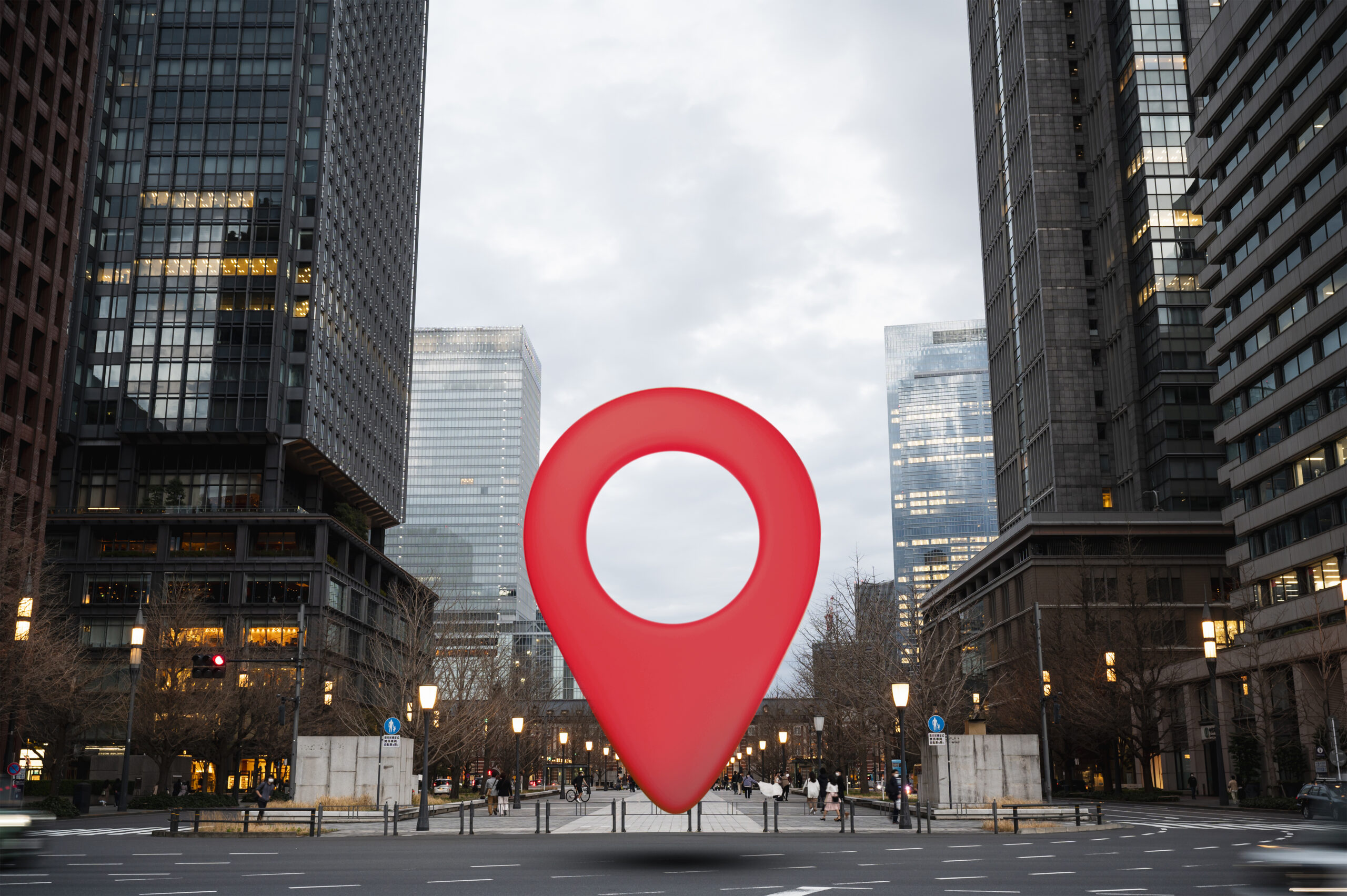 location symbol with landscape background scaled